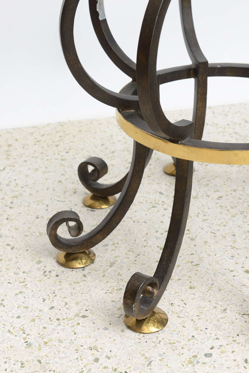 Pair of Iron and Brass with Glass Top Tables by Arturo Pani In Excellent Condition For Sale In Hollywood, FL