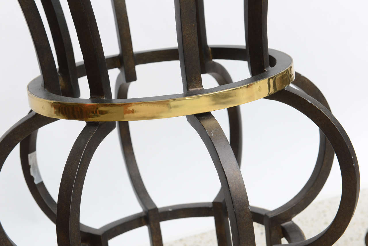 Mid-20th Century Pair of Iron and Brass with Glass Top Tables by Arturo Pani For Sale