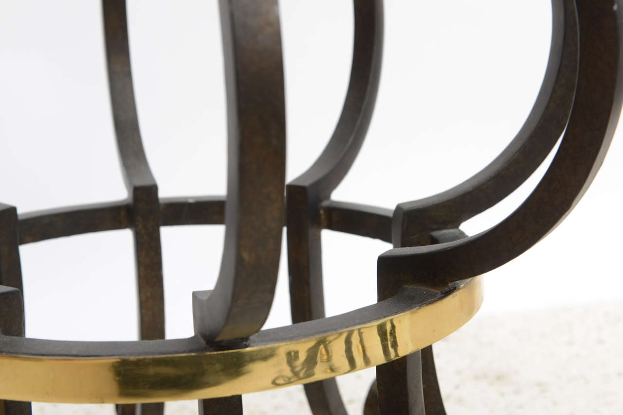 Pair of Iron and Brass with Glass Top Tables by Arturo Pani For Sale 3