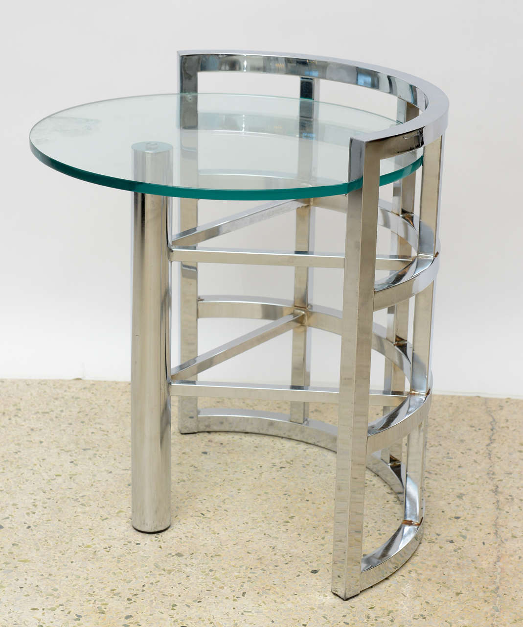 American Modern Polished Chrome and Glass Occasional Table For Sale at