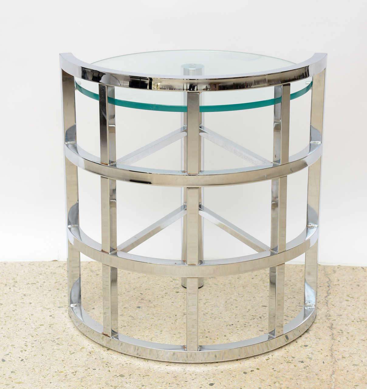 American Modern Polished Chrome and Glass Occasional Table For Sale at
