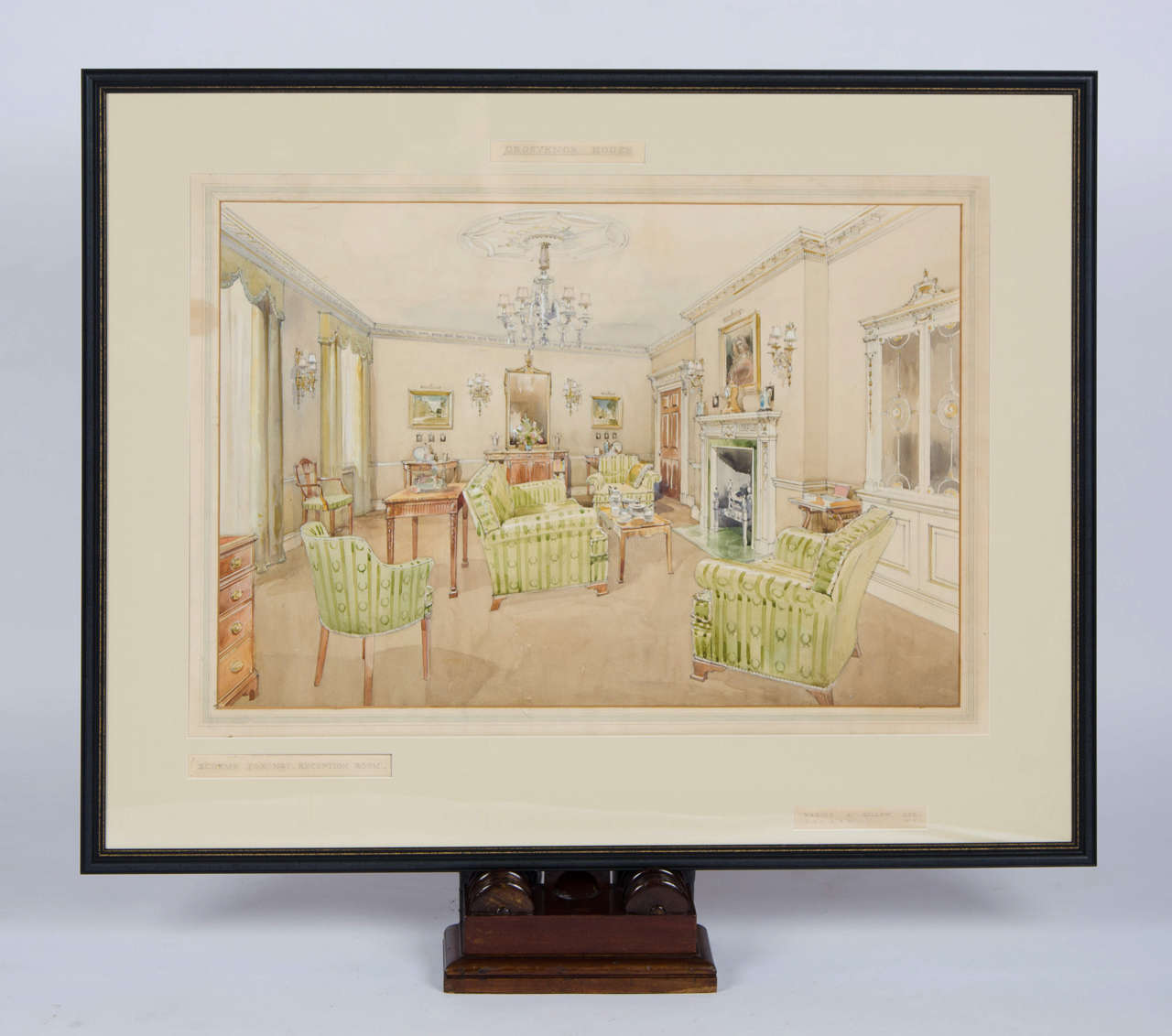 An original watercolor design scheme by Waring & Gillow for an interior entitled 