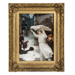19th Century Oil Painting by Augustus Edwin Mulready Entitled "Black and White" 6