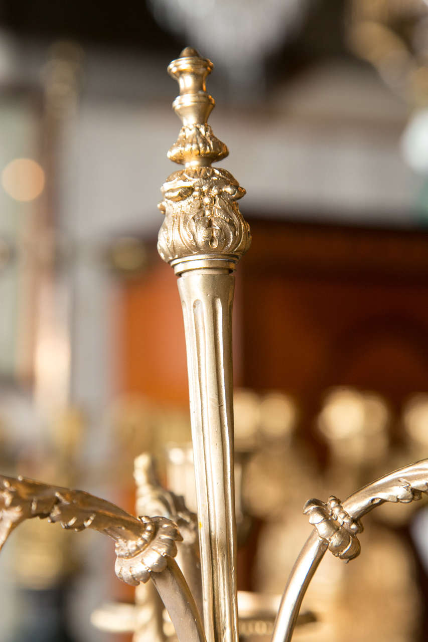 Pair of Three-Light Gilt Bronze and Marble Candelabras For Sale 2