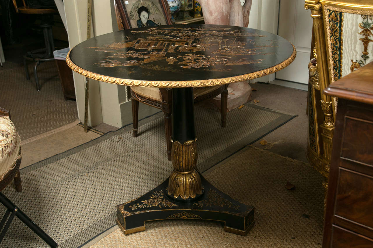 20th Century Chinoiserie Lacquer Tilt-Top Table