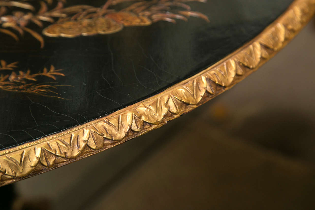 Gold Chinoiserie Lacquer Tilt-Top Table