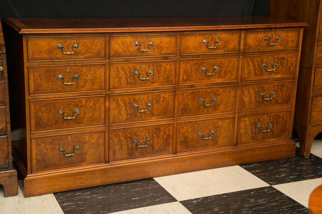 Regency Custom English Walnut 12-Drawer Server / Credenza For Sale