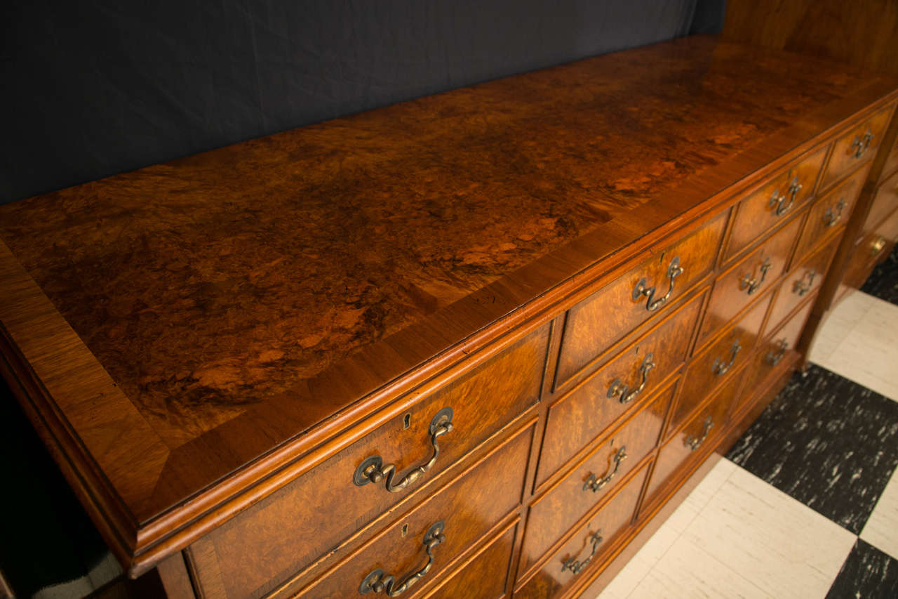 Contemporary Custom English Walnut 12-Drawer Server / Credenza For Sale