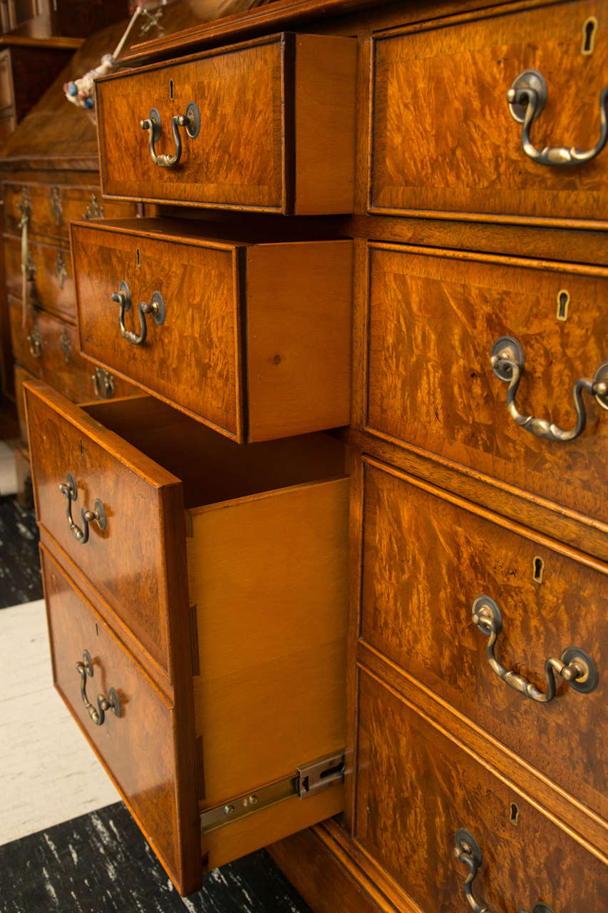 Custom English Walnut 12-Drawer Server / Credenza For Sale 1