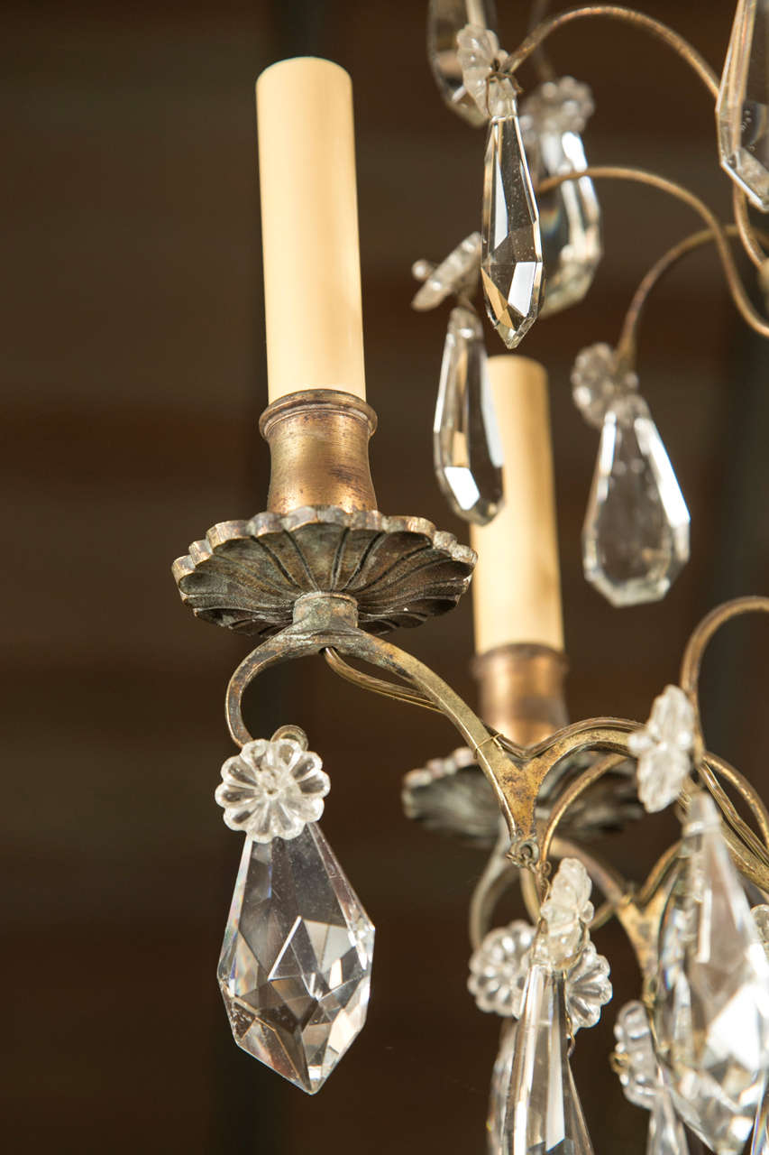 20th Century Bronze and Crystal Chandelier