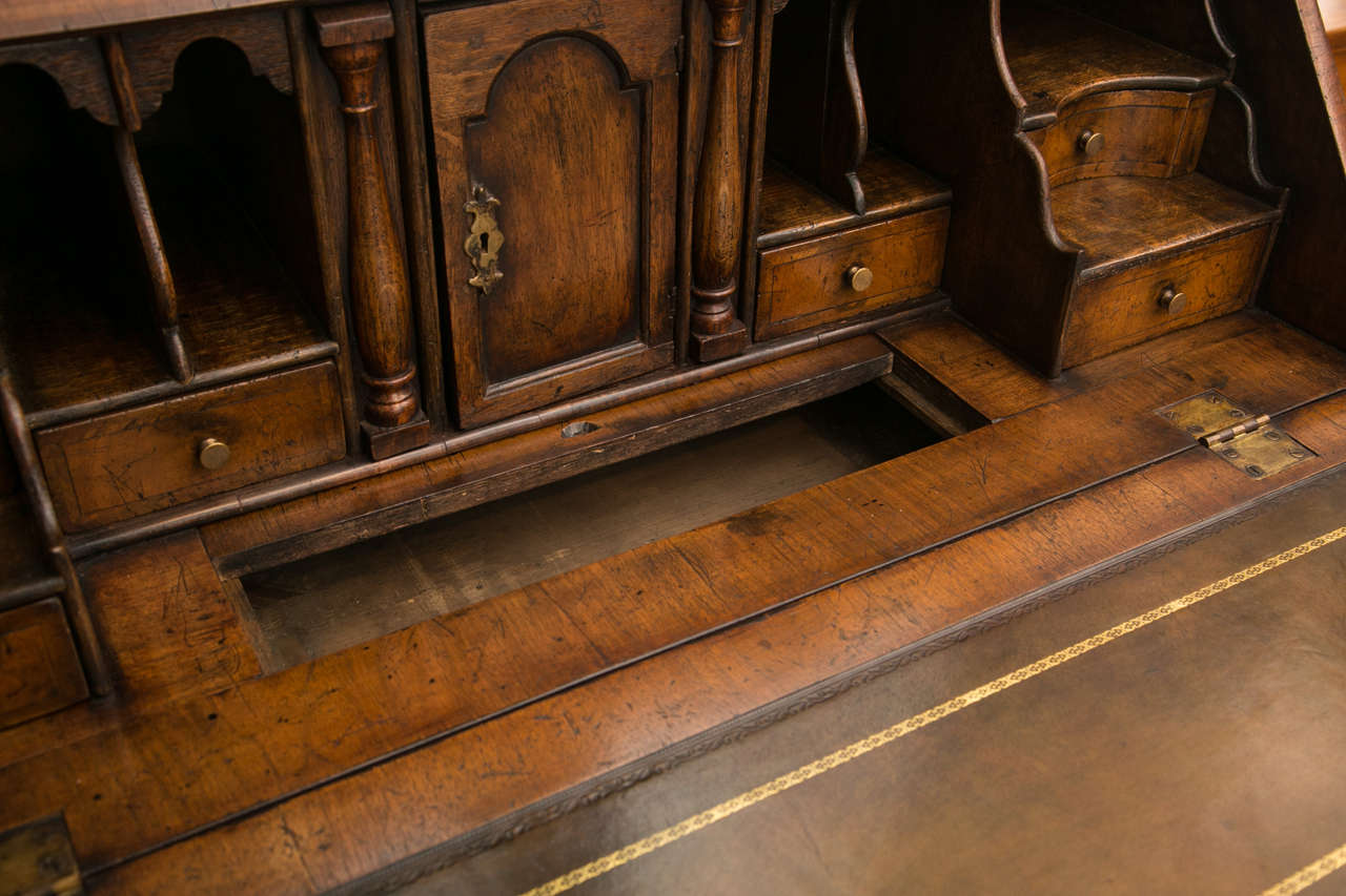 19th Century Walnut Slant Front Bureau Bookcase / Secretary