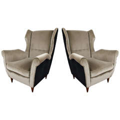 Pair of Italian Armchairs Attributed to Melchiorre Bega, 1945-1950