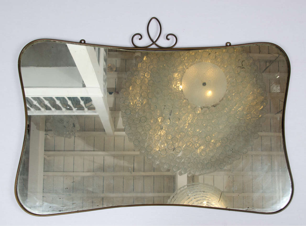 1950's Italian brass frame mirror