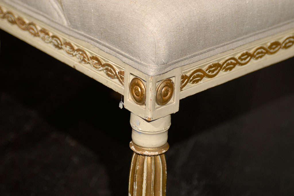 A Single Swedish 19th Century Neoclassical Style Painted and Gilded Tub Chair 2