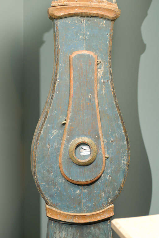 Dipinto Orologio in legno dipinto blu svedese del XIX secolo in vendita