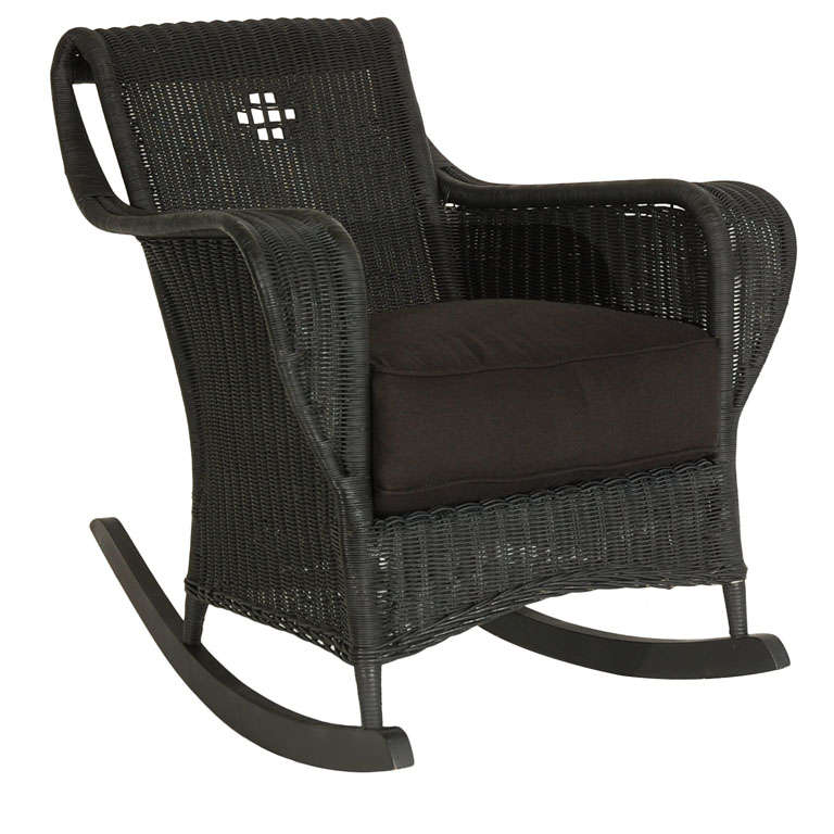 Black 2024 wicker rocker
