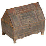 18thc Hand Made & Carved Table Top Box On Feet