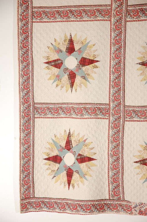 19th Century Rare & Early 19thc Chintz Mariners Compass Quilt