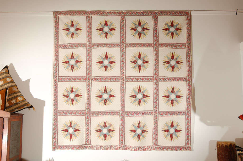 THIS VERY RARE COLLECTORS QUILT IS IN PRISTINE CONDITION AND HAS GREAT PIECING AND QUILTING.THIS QUALITY IS ONLY FOUND IN MUSEUMS AND IN PRIVATE COLLECTIONS.THIS QUILT HAS BEEN OBTAINED AND PURCHASED DIRECTLY FROM THE FAMILY .THIS IS A VERY LARGE
