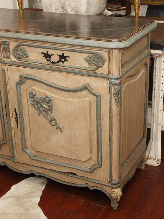 Extraordinary French Hand Carved Louis XV Painted Sideboard In Good Condition In New York, NY