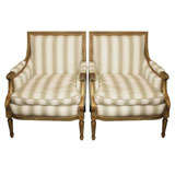 Pair of Maison Jansen stamped Louis XVI Style Bergeres