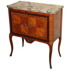 Antique French walnut marble top commode.