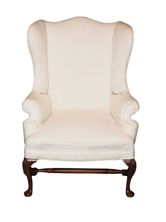 Antique English mahogany Georgian style wingback chair