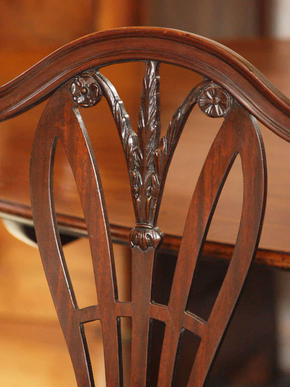 Mahogany Set of 8 English Prince of Wales mahogany leather covered chairs
