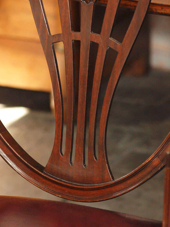 Set of 8 English Prince of Wales mahogany leather covered chairs 1