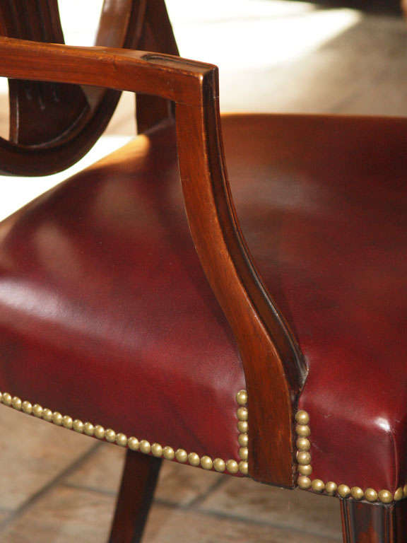Set of 8 English Prince of Wales mahogany leather covered chairs 3