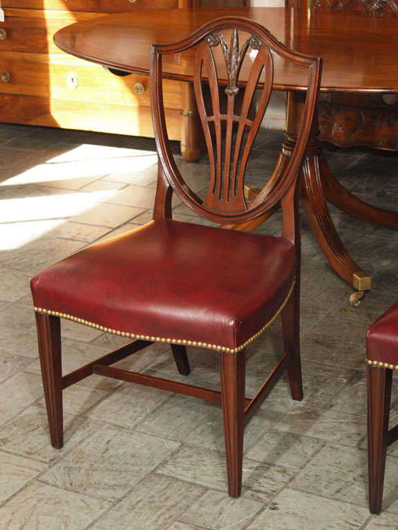 Set of 8 English Prince of Wales mahogany leather covered chairs 5