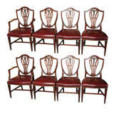 Set of 8 English Prince of Wales mahogany leather covered chairs