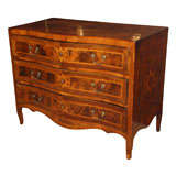 18th century Italian inlaid walnut serpentine 3-drawer commode