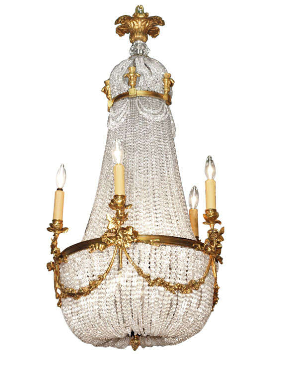 Antique French Empire chandelier. Crystal and bronze. For Sale at 1stdibs