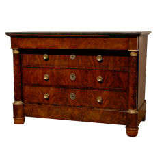 19th Century Figured Mahogany Empire  Commode with Marble Top