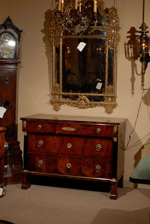 Pair of Large Empire Period  Figured Walnut Commodes