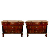 Pair of Large Empire Period  Figured Walnut Commodes