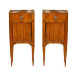 Pair of Neoclassical Walnut Bedside Commodes