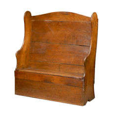 Antique Early 19th Century English Oak Winged Box-Seat Settle