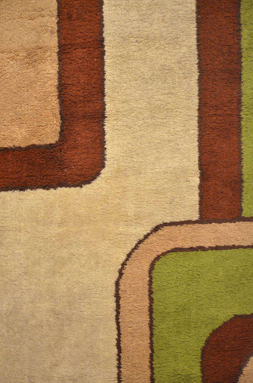 Mid-Century Modern Tapis Rya scandinave vintage moderne mi-siècle avec design géométrique en vente