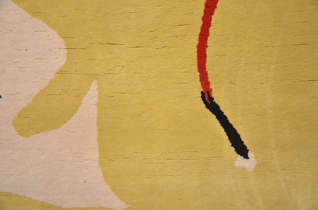 Mid-Century Modern 'La Mangouste' Yellow Wool Rug by Joan Miro, circa 1960