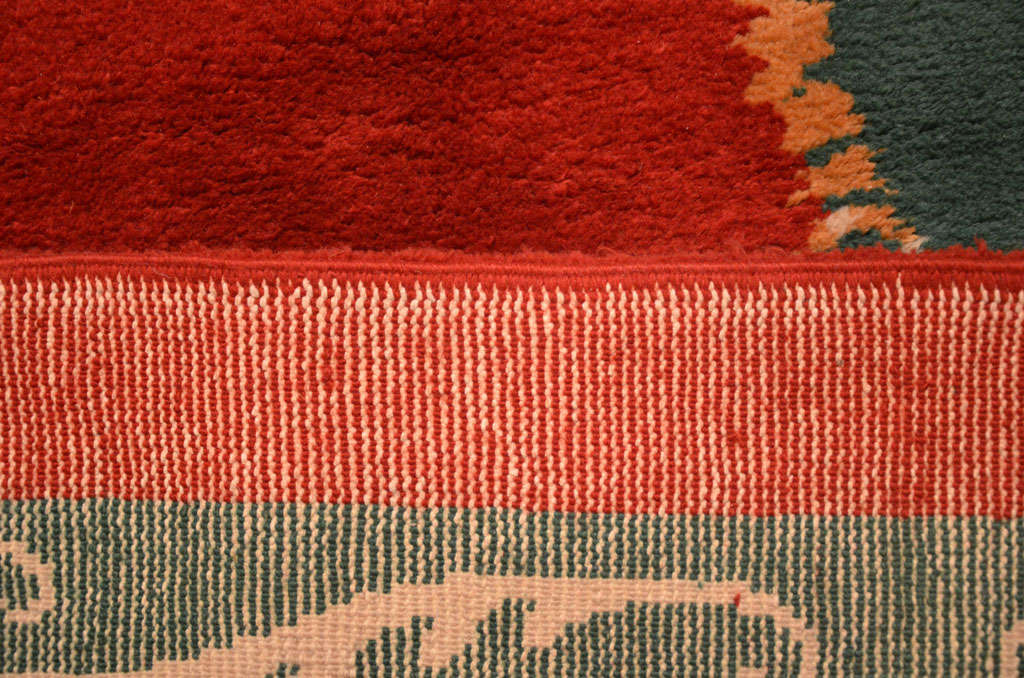 Hand-Knotted French Mid-Century Modern Red Wool Rug in the style of André Arbus For Sale