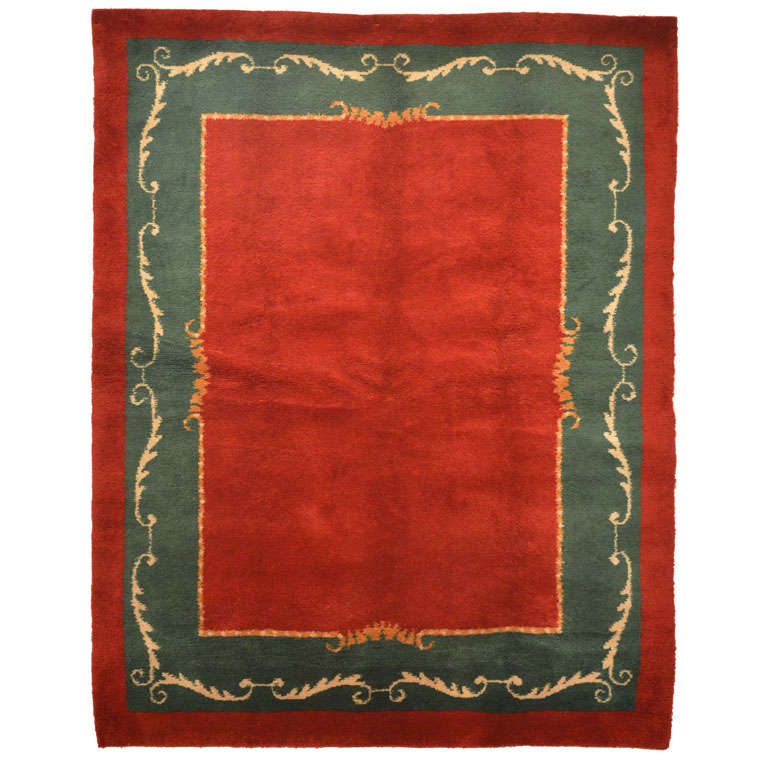 French Mid-Century Modern Red Wool Rug in the style of André Arbus For Sale