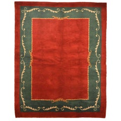 French Mid-Century Modern Red Wool Rug in the style of André Arbus