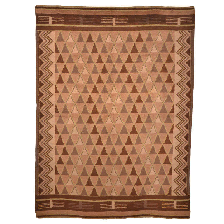 Tapis en laine géométrique Art Déco français vers 1930