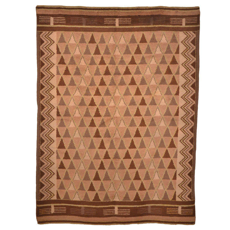 French Art Deco Geometric Wool Rug Circa 1930