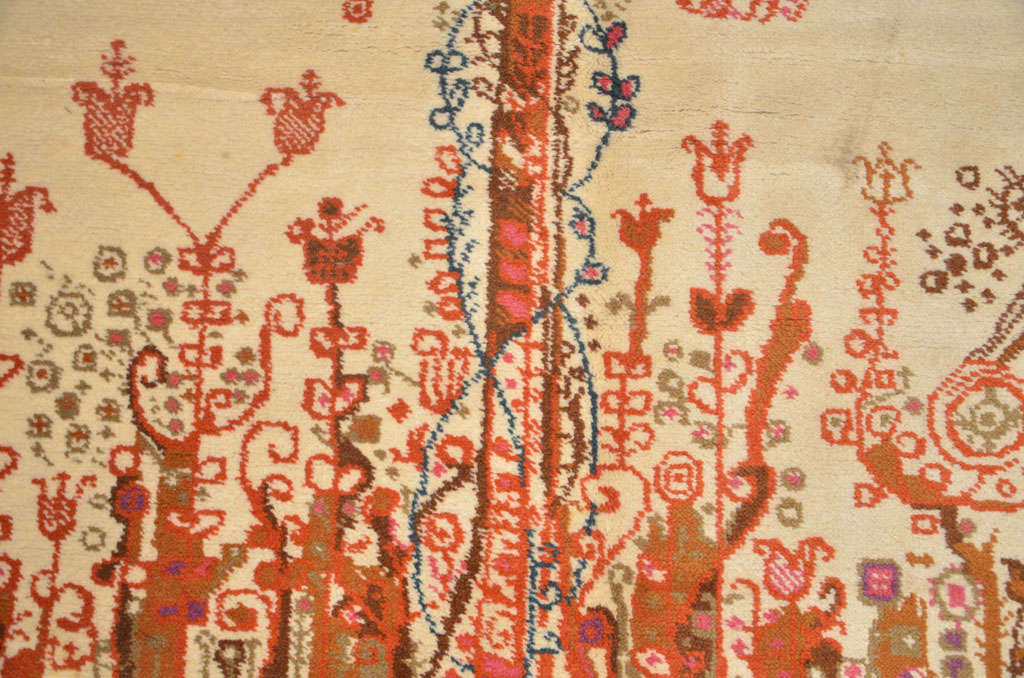 Hand-Knotted Vintage Tree Of Life Design Rug Monogrammed Eva Nemeth, 1970's 