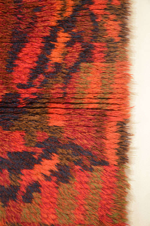 Alfombra Vintage Escandinava Rya de Lana Abstracta Pintoresca, circa 1950 mediados del siglo XX en venta