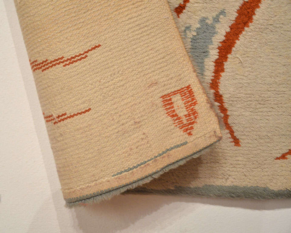 Pair of Ivory French MidCentury Modern Wool Rugs For Sale at 1stDibs