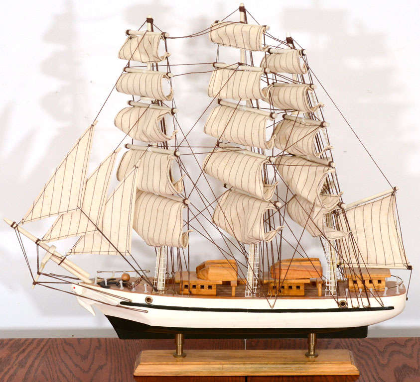 Mid century wooden  model of the USS Constitution 7
